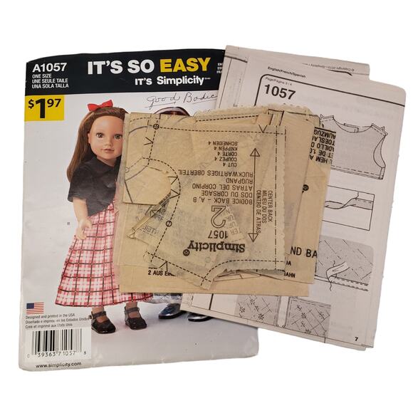 Simplicity A1057 American Girl 18" Doll Party Dress Sewing Pattern CUT Vintage - Picture 3 of 6